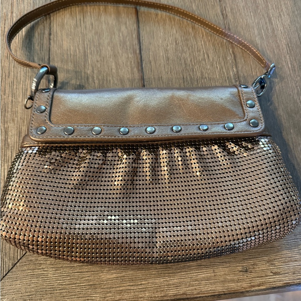 Whiting and Davis Metallic Brown Studded Women's Bag